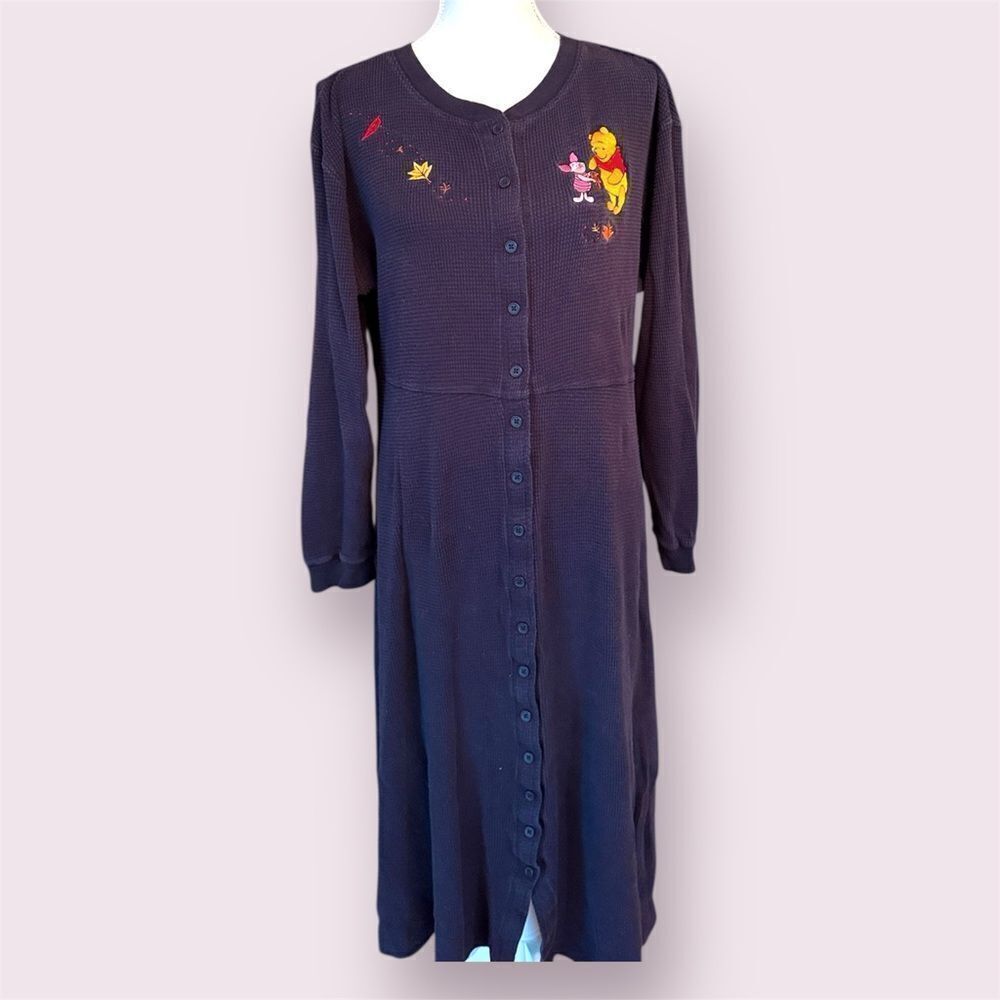 THE DISNEY STORE Vintage Waffle Knit Button Front Midi Winnie The Pooh Dress